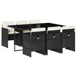 vidaXL Ensemble à manger de jardin coussins 7Pièces Noir Résine tressée