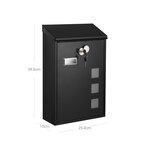 Boîte aux lettres murale moderne avec fenêtres de visualisation plaque signalétique serrure avec noyau en cuivre facile à installer noir 12_0001899