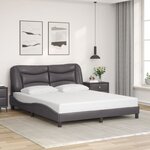 vidaXL Cadre de lit avec LED sans matelas Hvar gris 160x200 cm