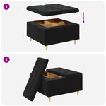 vidaXL Pouf de rangement avec coussin Noir 80 x 80 x 45 cm Velours