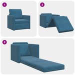 vidaXL Canapé-lit avec coussin Bleu 74 x 77 x 81 cm Velours