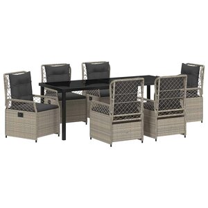 vidaXL Ensemble de salle à manger pour jardin 7 Pièces Gris clair