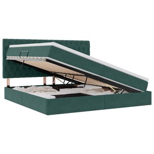 vidaXL Lit avec rangement et matelas Vert foncé 200 x 200 cm Velours