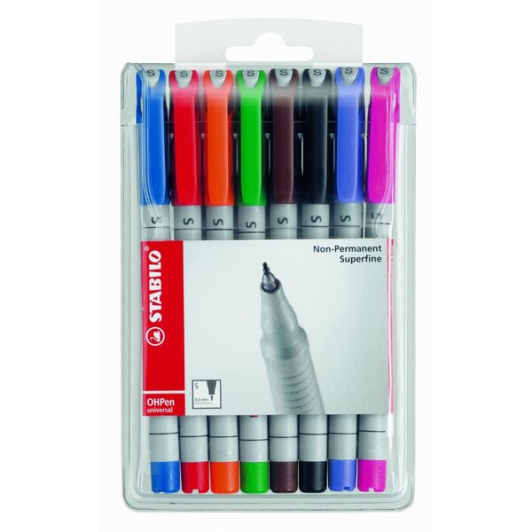 Pochette de 8 Feutre pour Transaprent OHPen encre soluble Pointe superfine STABILO