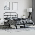 vidaXL Cadre de lit métal avec tête de lit noir 120x190 cm