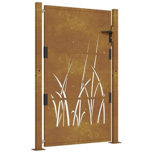 vidaXL Portail de jardin 105x155 cm acier corten conception d'herbe