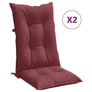 vidaXL Coussins de chaise dossier haut lot de 2 rouge bordeaux mélangé