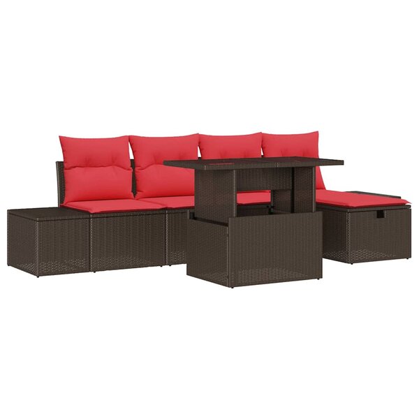 vidaXL Ensemble de canapé de jardin 6 Pièces Marron polyrotin