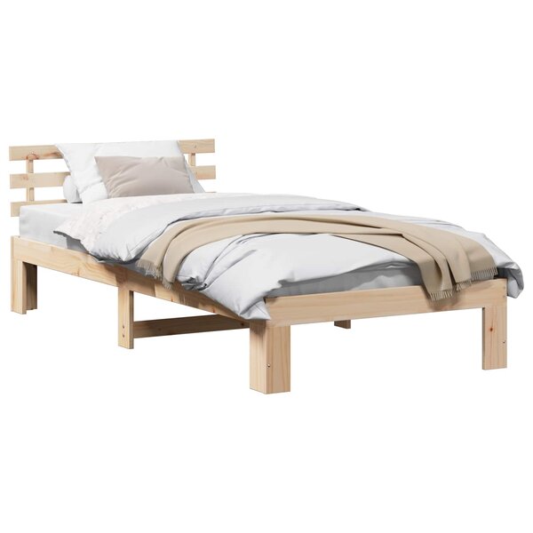 vidaXL Cadre de lit avec tête de lit Naturel 100 x 200 cm Pin massif