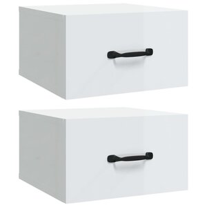 vidaXL Tables de chevet murales 2 Pièces Blanc brillant 35x35x20 cm