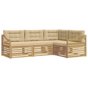 vidaXL Ensemble de canapés d'extérieur 4 pc Blanc et Beige Polyester