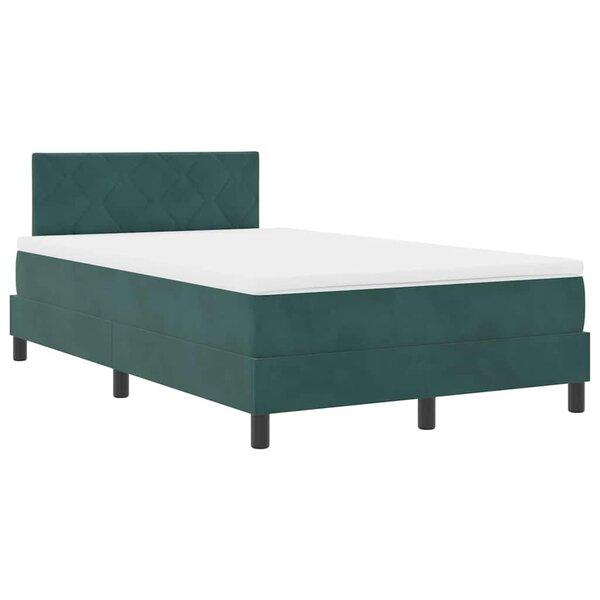 vidaXL Lit à ressorts avec matelas Vert foncé 120 x 200 cm Velours