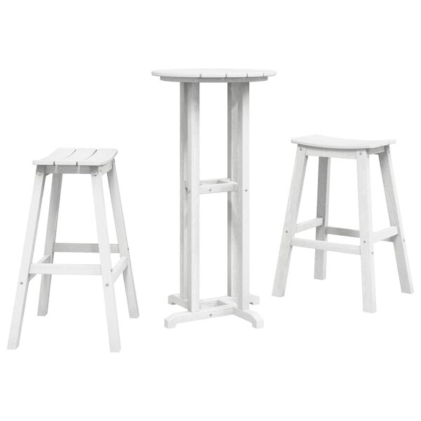 vidaXL Ensemble de bar de jardin 3 Pièces Blanc HDPE
