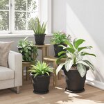 vidaXL Pots de plantes 6 Pièces Noir Ø 30 x 25 cm Plastique