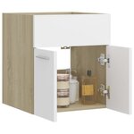 vidaXL Armoire d'évier Blanc et chêne sonoma Bois d’ingénierie