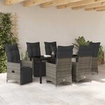 vidaXL Ensemble de salle à manger pour jardin 7 Pièces Gris Poly rotin