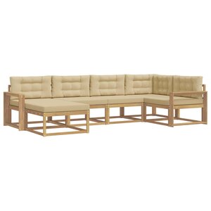 vidaXL Ensemble de canapés d'extérieur 5 pc Blanc et Beige Polyester