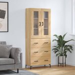 vidaXL Buffet haut Chêne sonoma 69 5x34x180 cm Bois d'ingénierie