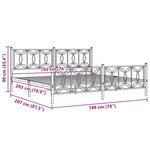 vidaXL Cadre de lit métal sans matelas avec pied de lit noir 193x203cm