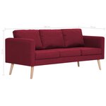 vidaXL Canapé à 3 places Tissu Rouge bordeaux