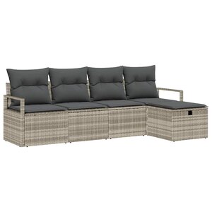 vidaXL Ensemble de canapé de jardin 5 Pièces Gris clair 230 x 117 x 85 cm