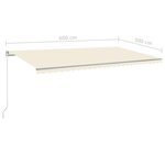 vidaXL Auvent automatique rétractable avec poteaux 6x3 m Crème