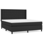 vidaXL Sommier à lattes de lit avec matelas Noir 180x200 cm Similicuir
