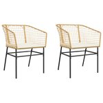 vidaXL Chaises de jardin lot de 2 et coussins marron rotin