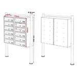 Bloc 12 boites aux lettres 2x6 compartiment superposé pied de support anthracite