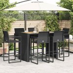 vidaXL Ensemble de bar de jardin 7 Pièces sans coussins noir poly rotin