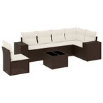 vidaXL Salon de jardin avec coussins 7 Pièces marron résine tressée