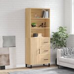 vidaXL Buffet haut Chêne sonoma 69 5x34x180 cm Bois d'ingénierie
