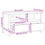 Buffet TV vidaXL "DRAMMEN" 99x43x55 cm en bois massif de pin