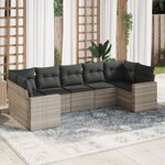 vidaXL Salon de jardin avec coussins 7 Pièces gris clair résine tressée