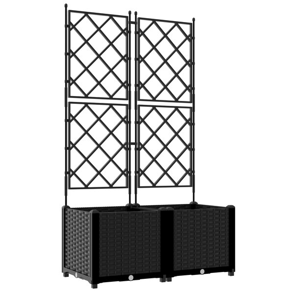 vidaXL Jardinière de jardin avec treillis 2 Pièces Noire 80x40x143 cm