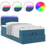 vidaXL Cadre de lit ottoman avec matelas bleu foncé 100x200 cm velours