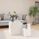 vidaXL Tables d'appoint 3 Pièces Blanc Bois d’ingénierie