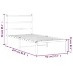 vidaXL Cadre de lit métal sans matelas avec tête de lit blanc 90x200cm