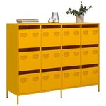 vidaXL Buffet jaune moutarde 135x39x103 5 cm acier laminé à froid