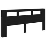 vidaXL Tête de lit LED avec étagère Chêne noir 220 x 18.5 x 103.5 cm