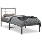 vidaXL Cadre de lit métal sans matelas avec tête de lit noir 80x200 cm