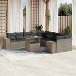 vidaXL Salon de jardin 11 Pièces avec coussins gris clair résine tressée