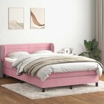 vidaXL Sommier à lattes de lit avec matelas rose 140x210 cm velours