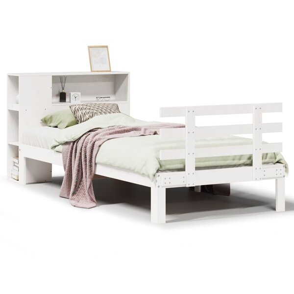 vidaXL Lit bibliothèque sans matelas blanc 100x200 cm bois pin massif