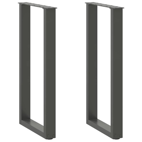 vidaXL Pieds de table console en U  2 pièces  anthracite  38 x (72-73) cm  acier