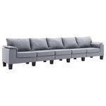 vidaXL Canapé à 5 places Gris clair Tissu