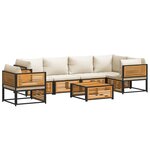 vidaXL Salon de jardin avec coussins 7 Pièces bois massif d'acacia