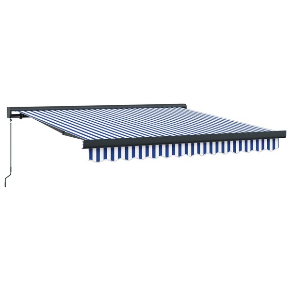 vidaXL Store Manuel Rétractable Bleu et Blanc 300x250 cm