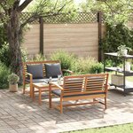 Ensemble de canapé de jardin 3 Pièces Naturel Bois de teck solide
