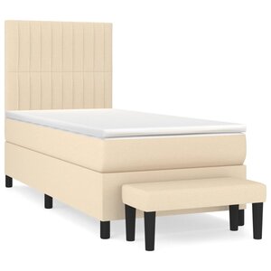 vidaXL Sommier à lattes de lit avec matelas Crème 80x200 cm Tissu